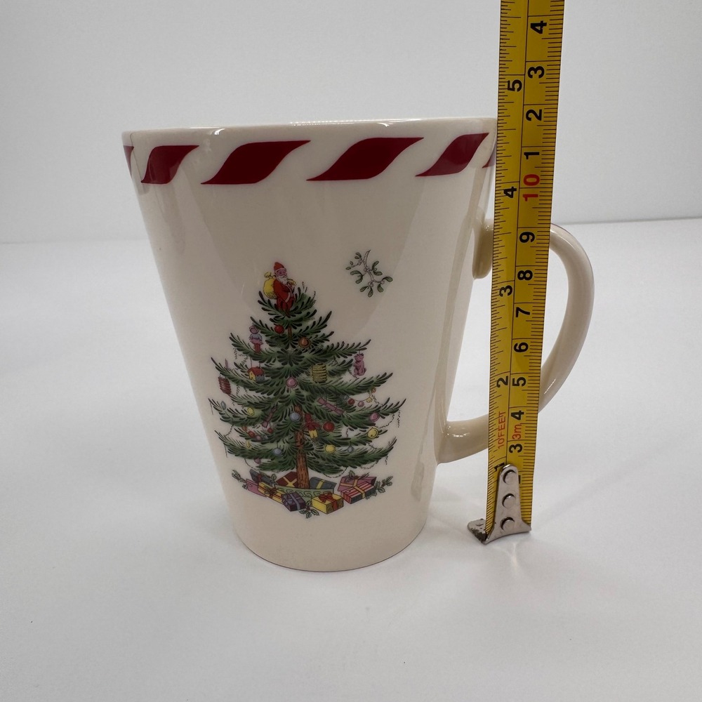 Spode Christmas Tree‎ Holiday 14 oz Candy Cane Peppermint Stripe Rim Coffee Cup - Picture 5 of 8
